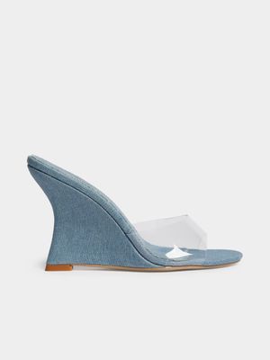 Women's Blue Denim Wedge Sandals