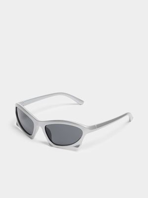 Women's Silver Visor Frame Sunglasses