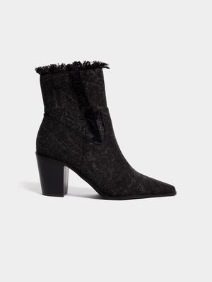 Women's Charcoal Denim Heeled Boots