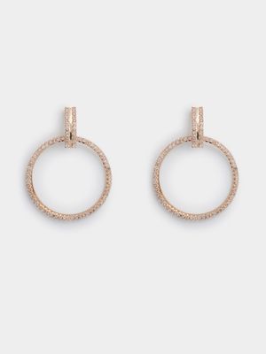 Women's Gold Diamante Circle Earrings