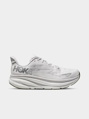 Mens Hoka Clifton 9 Grey/White Running Shoes