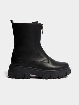Women's Black Zip Up Ankle Boots