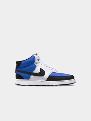 Mens Nike Court Vision Next Nature White/Black/Royal Blue Mid Sneakers