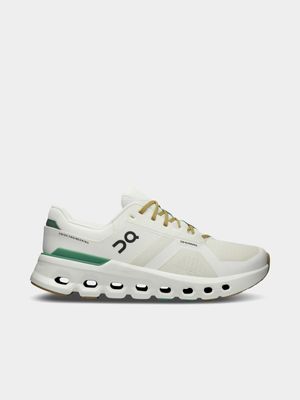 Mens On Running Cloudrunner 2.0 White/Green Running Shoes
