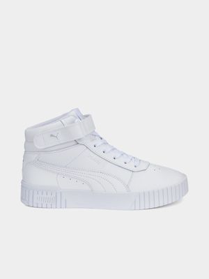 Womens Puma Carina 2.0 Mid-Top White Sneakers