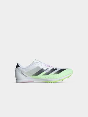 Mens adidas Adizero Distancestar White/Black/Green Running Spikes