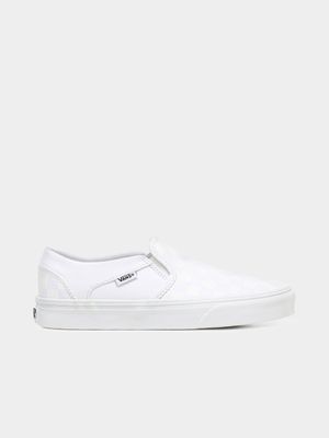 Womens Vans Asher Checkerboard White Sneakers