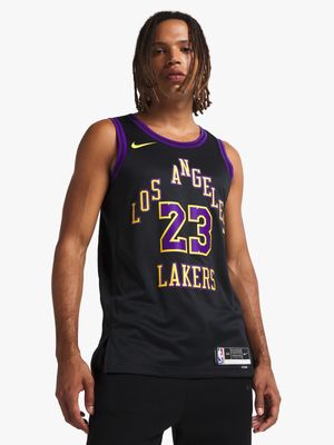Nike Men's LA Lakers LeBron James Black Swingman Jersey