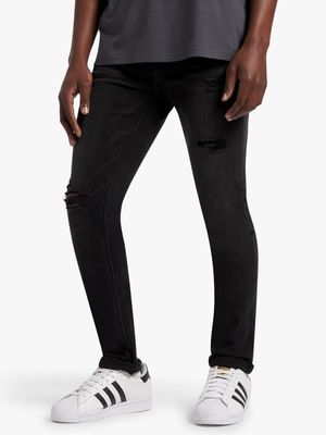 Redbat Men's Black Washed Skinny Jeans