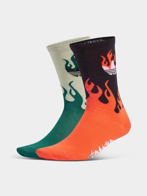 adidas Originals Unisex 2-Pack Flames Multicolour Crew Socks