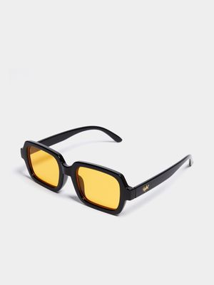 Redbat Unisex Square Plastic Black/Yellow Sunglasses