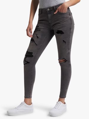 Redbat Women's Grey Wash Super Skinny Jeans