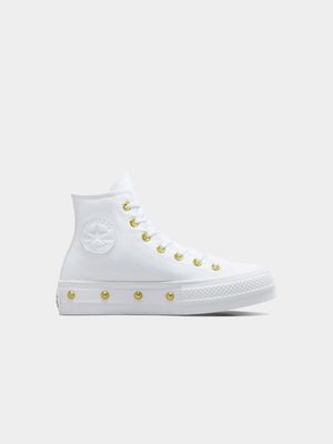 Converse Women's All Star Studded Lift  White Sneaker
