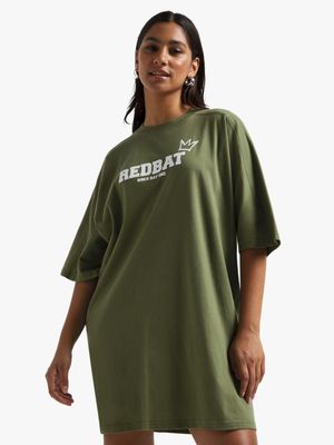 Redbat Women's Dark Green T-Shirt Dress