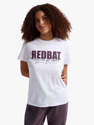 Redbat Women's White Graphic T-Shirt
