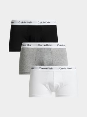 Calvin Klein Men's 3-Pack Low Rise Black/Grey/White Trunks