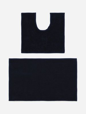 Jet Home Home Navy Solid Micro Chenille 2-Piece Bath Mat Set