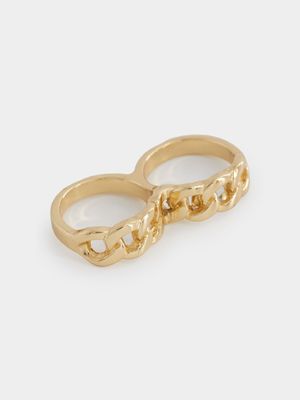 Women's Gold Double Chain Link Rings