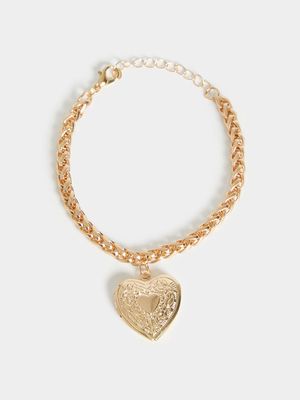 Women's Gold Heart Charm Bracelet