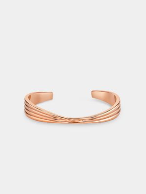 Rose Gold Plated Women’s Twisted Rib Open Bangle