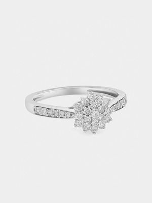 Sterling Silver 0.4ct Lab Grown Diamond Starburst Cluster Ring