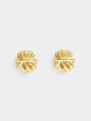 18ct Gold Plated Yarn Wrap Stud Earrings