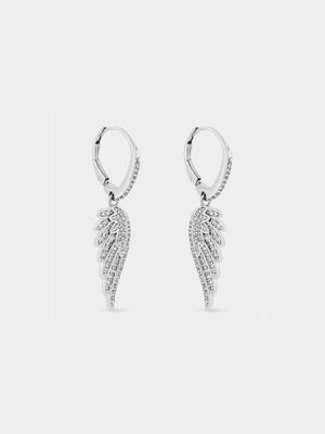 Cheté Sterling Silver Cubic Zirconia Angel Wing Drop Earrings