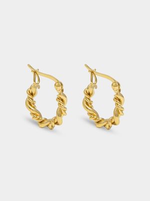 18ct Gold plated triple twist hoop earring