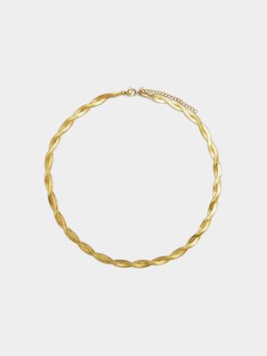 Stainless Steel 18ct Gold Plated Waterproof flat braid snake chain