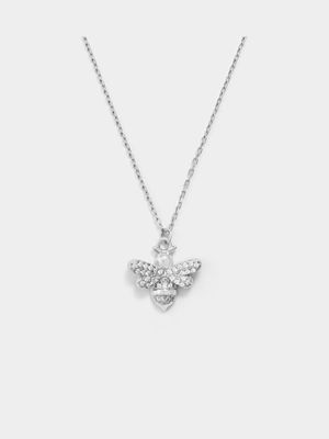 Sterling Silver CZ bee pendant on chain
