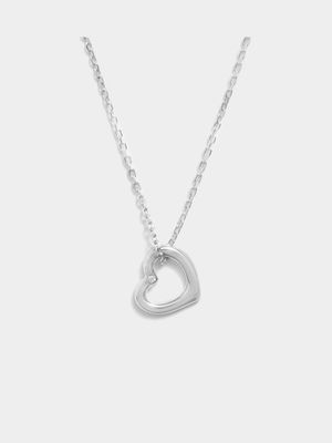 Sterling Silver plain slanted heart on chain