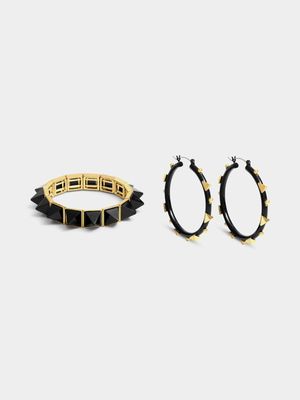 Studded Earrings & Bracelet Set