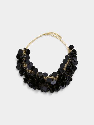 Black & Gold Multi Row Statement Necklace