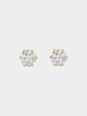 Stainless Steel Gold Plated Cubic Zirconia Stud Earrings