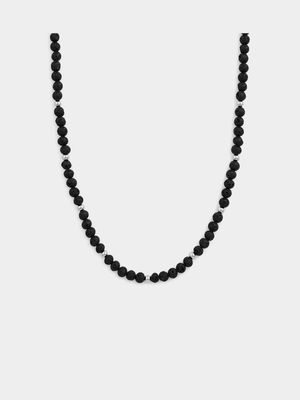 Stainless Steel Black Lava Bead Necklace