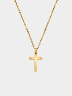 Stainless Steel Gold Plated Plain Shiny Cross Pendant