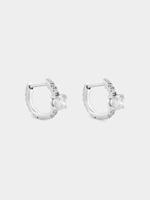 Sterling Silver Cubic Zirconia Solitaire Eternity Hoop Earrings