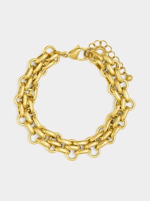 18ct Gold Plated Waterproof Stainless Steel Vintage Watch Link Bracelet
