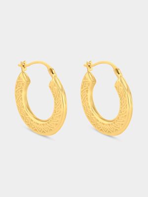 Yellow Gold Greek Creole Small Hoop Earrings
