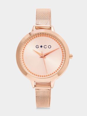 Stainless Steel Rosegold Mesh with Dots Dial Detail Watch