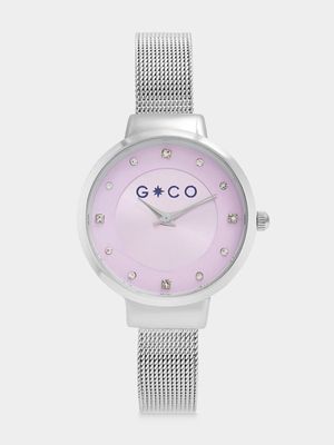 Stainless Steel Mesh Silver with Lilac Dial Watch