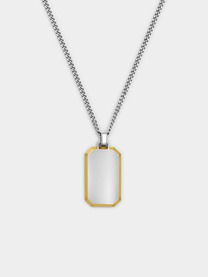 Stainless Steel Gold Plated Dog Tag Pendant & Chain