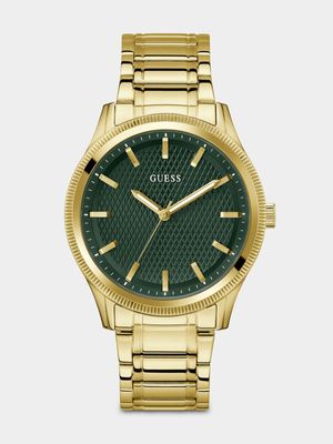 Guess Dex Green Dial Gold Plated Stainless Steel Bracelet Watch