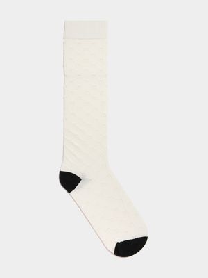 Women's White Diamond Pattern Sock