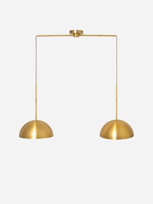 Dual Dome Ceiling Pendant Brass