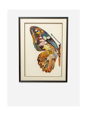 Framed Paper Collage Butterfly Left  60x80cm