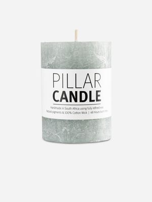 pillar candle rustic duckegg 7.3x10cm
