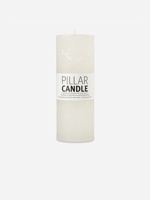 pillar candle rustic white 7.3x20cm