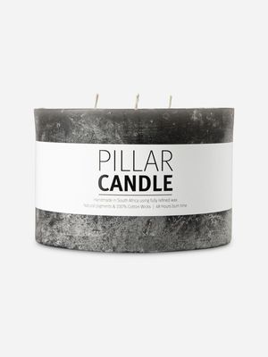 3Wick Pillar Candle Rustic Anthracite 10x15cm