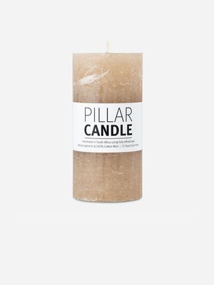 pillar candle rustic beige 7.3x15cm